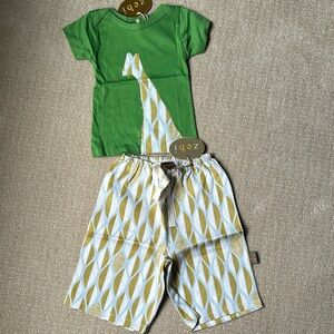 NWT Boutique Zeno Giraffe Linen Pants Layette Set 3 Months